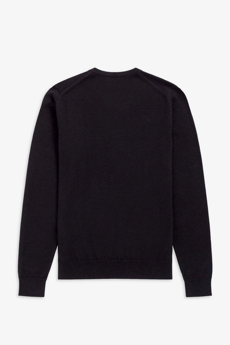 Black Fred Perry Classic V Neck Jumper Men's Knitwear | PH 1292BEXC